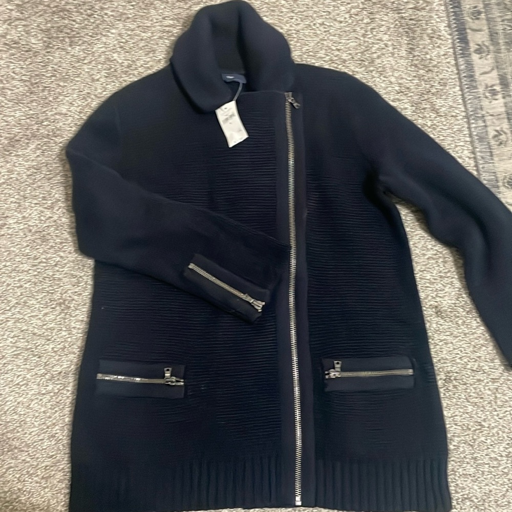 Gap fitted navy collard sweater 3/4 sleeve size small